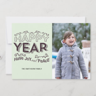 Festiva tarjeta de año nuevo con alegría y paz