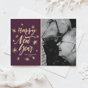 Festiva Tarjeta de Año Nuevo con Caligrafía Moderna Foto