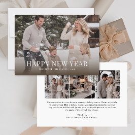 Festiva Tarjeta de Año Nuevo con elegante collage de fotos