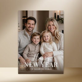 Festiva Tarjeta de Año Nuevo con Foto Minimalista Moderna 