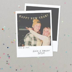 Festiva Tarjeta de Año Nuevo de Foto Instantánea Nostálgic