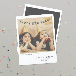 Festiva Tarjeta de Año Nuevo de Foto Instantánea Nostálgic