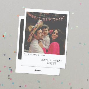 Festiva Tarjeta de Año Nuevo de Foto Instantánea Nostálgic
