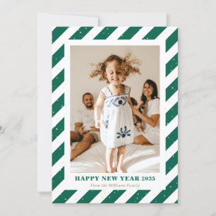 Festiva Tarjeta de Año Nuevo de Fotografía de franjas verd