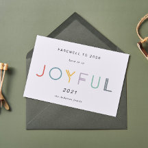 Tarjeta de Año Nuevo de vacaciones con letra alegr