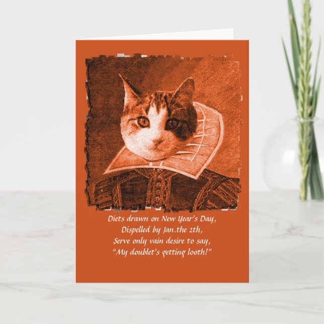 Festiva tarjeta de año nuevo de william catspeare (Anverso)