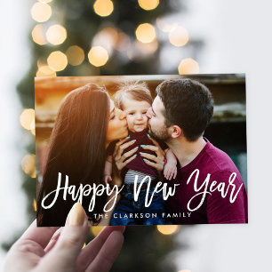 Festiva Tarjeta de Año Nuevo EDITABLE Casualmente cepillad