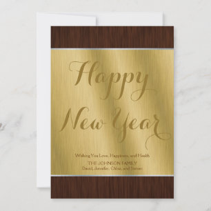 Festiva Tarjeta de Año Nuevo elegante personalizada en oro