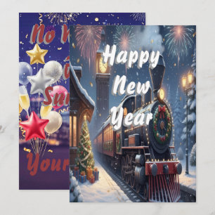 Festiva Tarjeta de Año Nuevo Expreso Mágico Vintage Person