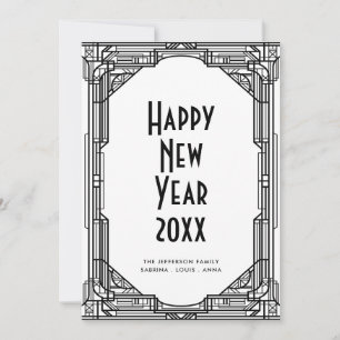 Festiva Tarjeta de Año Nuevo Feliz de Año Nuevo Art deco m