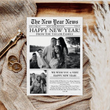 Tarjeta de Año Nuevo Feliz Foto Divertida Única de