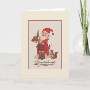 Festiva Tarjeta de Año Nuevo Gnome Letón Vintage