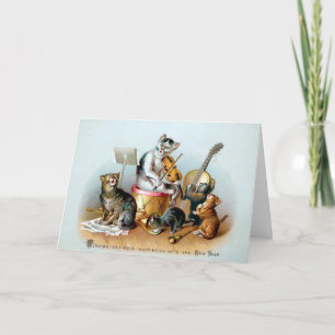 Festiva Tarjeta de Año Nuevo para Gatos de Victoria