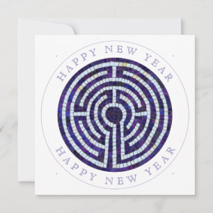 Festiva Tarjeta de Año Nuevo plana cuadrada LABYRINTH VIII