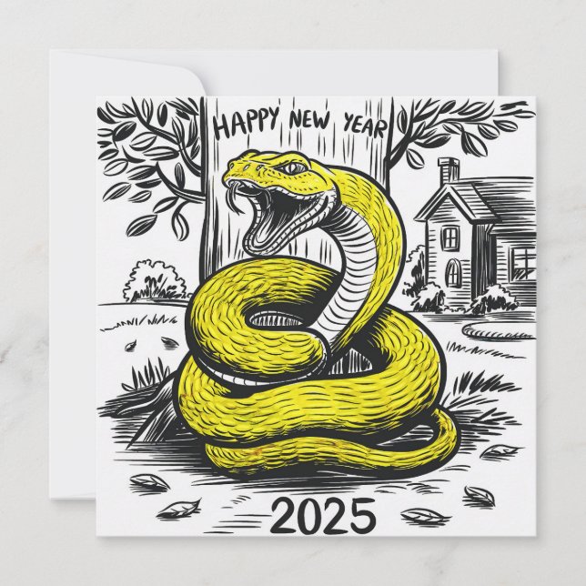 Festiva Tarjeta de Año Nuevo Serpiente 2025 (Anverso)