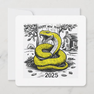 Festiva Tarjeta de Año Nuevo Serpiente 2025
