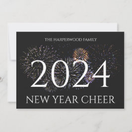 Festiva Tarjeta de Año Nuevo Simple Elegante Moderno Feliz