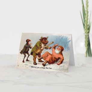 Festiva Tarjeta de Año Nuevo Vintage Odd Happy