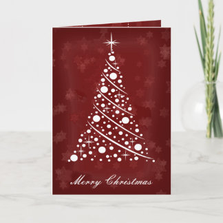 Festiva Tarjeta de árbol blanco Merry Christmas Red Stars