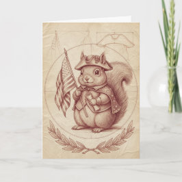 Festiva Tarjeta de ardilla patriótica sanguina del Renacim
