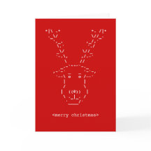 Tarjeta de arte ASCII de Merry Christmas Geek Rein