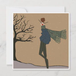 Festiva Tarjeta de arte de moda de nieve de vacaciones de
