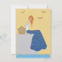 Tarjeta de Arte de Moda de Vacaciones en la Costa