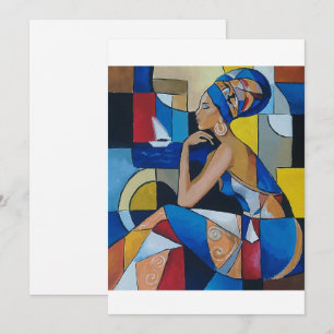 Festiva Tarjeta de arte de mujer africana cubista Afr ge