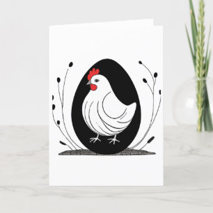 Festiva Tarjeta De Arte De Pollo Y Huevo