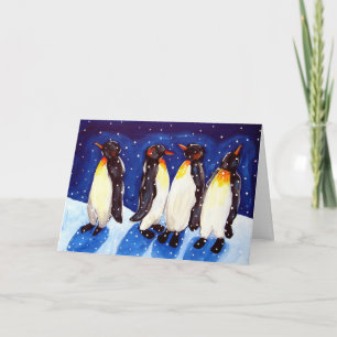 Festiva Tarjeta de arte folclórico pingüino Fiesta