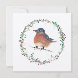 Festiva Tarjeta de arte Holiday Bluebird Watercolor
