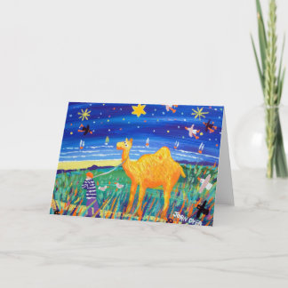 Festiva Tarjeta de arte: Tarjeta de Navidades de camello d