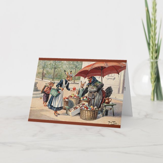 Festiva Tarjeta de Arturo Thiele pascua - conejitos en la (Anverso)