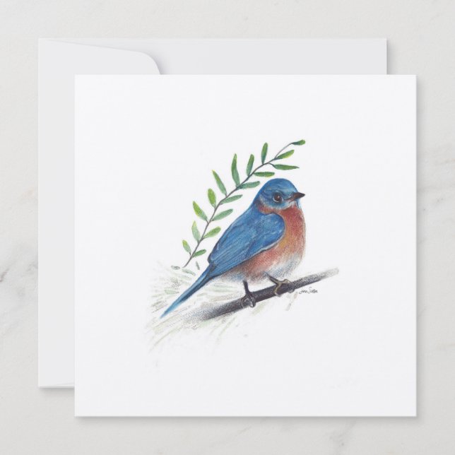 Festiva Tarjeta de aves de arte de Bluebird (Anverso)