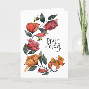 Festiva Tarjeta de Azar la Paz Rosa y la Alegría