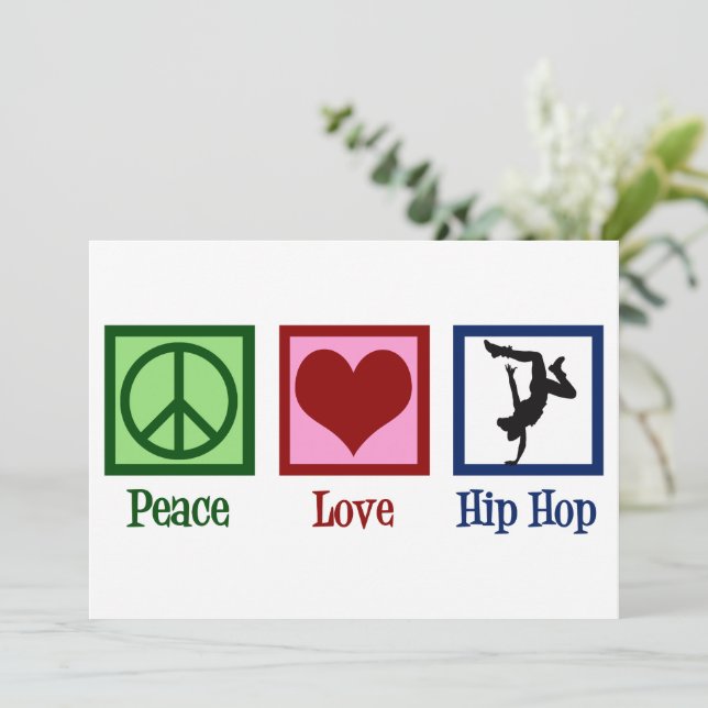 Festiva Tarjeta de bailarina Peace Love Hip Hop (Anverso de pie)