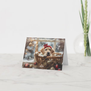 Festiva Tarjeta de Basketful of Labrador Navidades
