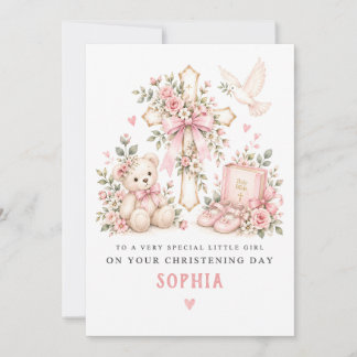 Festiva Tarjeta de bautizo de niña personalizada - Tarjeta