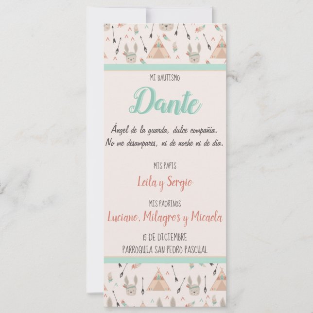 Festiva Tarjeta de Bautizo, Nacimiento (Anverso)