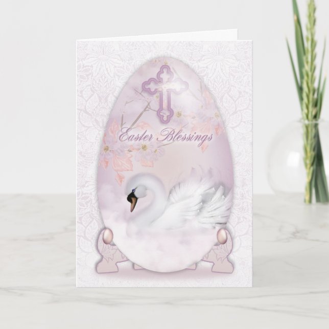 Festiva Tarjeta De Bendición De Pascua Con Decoración (Anverso)