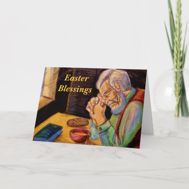 Festiva tarjeta de BENDICIONES DE PASCUA CON ORACIÓN (Anverso)