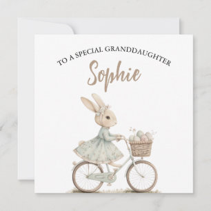 Festiva Tarjeta de bicicleta para conejito de Pascua para