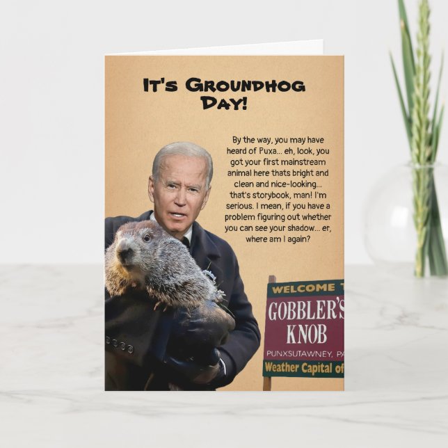 Festiva Tarjeta de Biden Groundhog Day (Anverso)