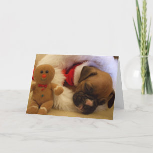 Festiva Tarjeta de bienvenida Boxer Puppy Navidades con su