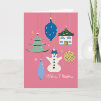 Festiva Tarjeta de bienvenida con adornos navideños