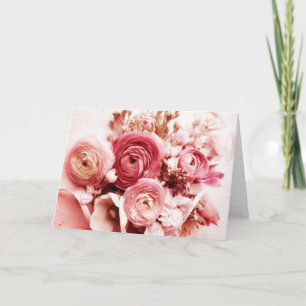 Festiva tarjeta de bienvenida con flores rosa pastel