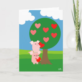 Festiva Tarjeta de bienvenida Porky Valentine and Love Tre