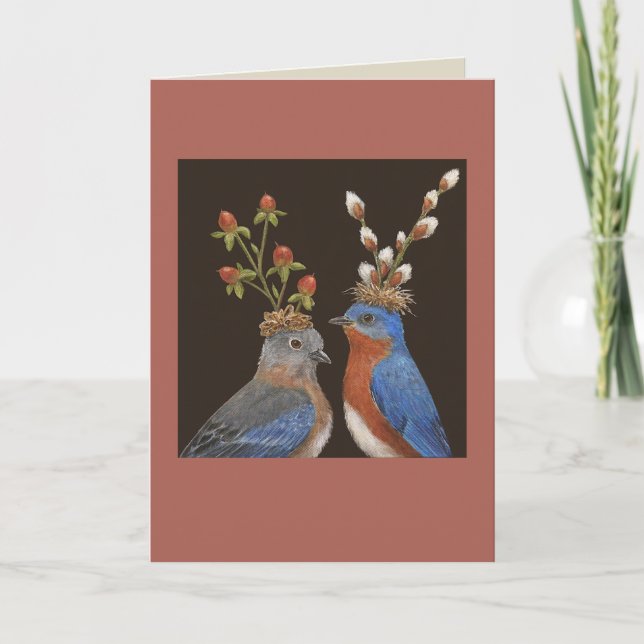 Festiva Tarjeta de Boda Bluebird (Anverso)