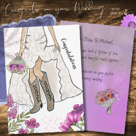 Festiva Tarjeta de boda de vaquero de botas de country wes
