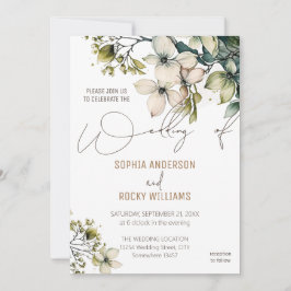 Festiva Tarjeta de boda floral de wildflower boho elegante